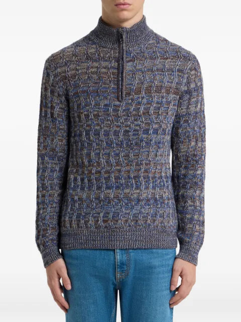 ETRO cable-knit cashmere sweater with zip