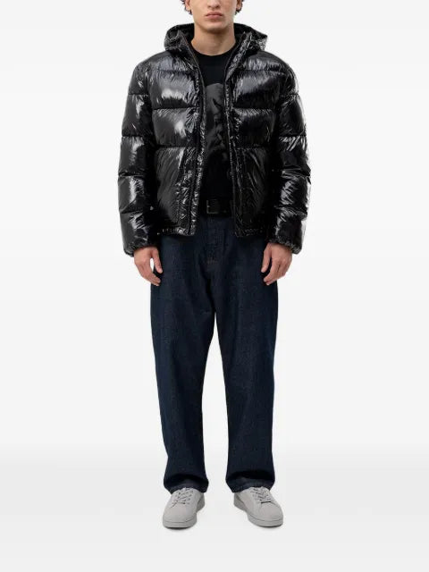 HUGO glossy-finish hooded puffer jacket