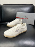Prada Triangle Logo Low-Top Sneakers - Smooth Leather Upper