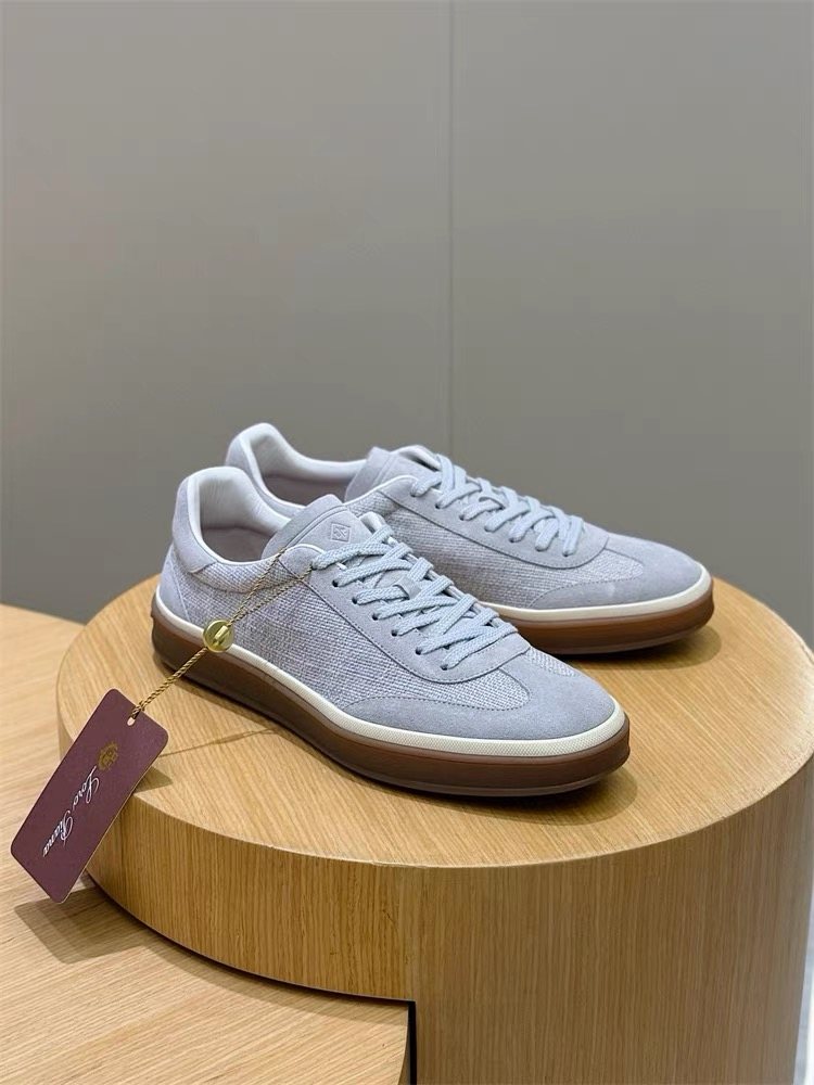 Loro Piana Men's Low-Top Lace-Up Sneakers - Gum Sole